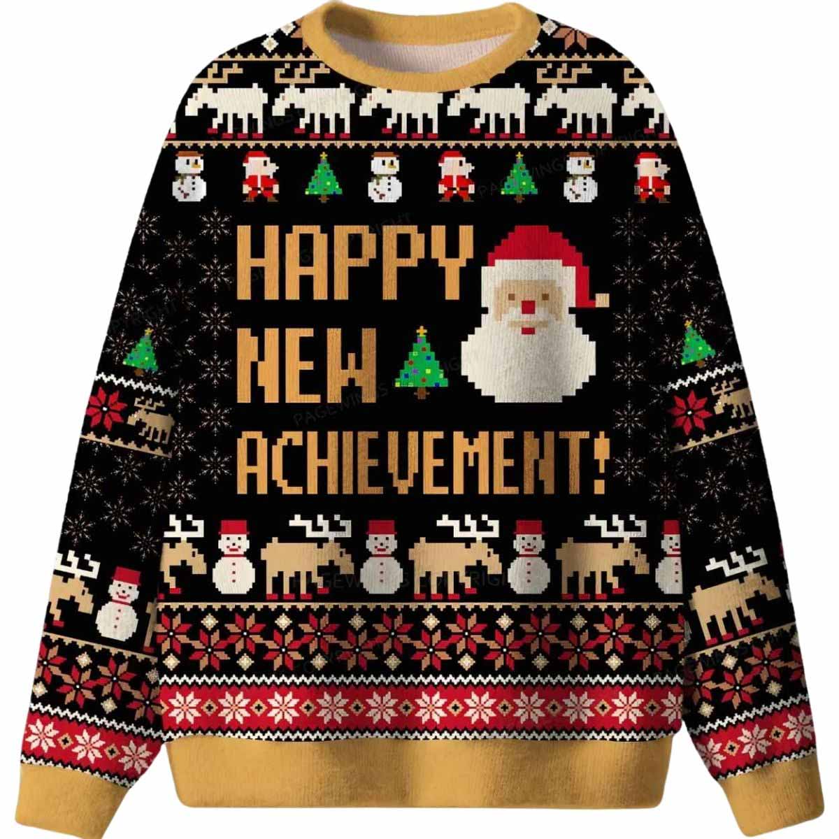 Happy New Achievement Ugly Christmas Sweater Happy New Achievement Ugly Christmas Sweater