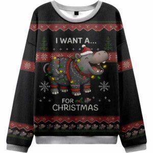 I Want a Moo Deng Ugly Christmas Sweater I Want a Moo Deng Ugly Christmas Sweater