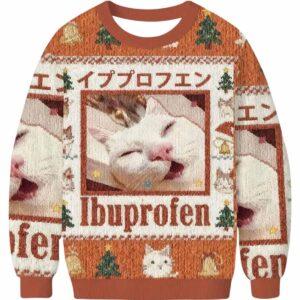 Ibuprofen Meme Cat Ugly Christmas Sweater