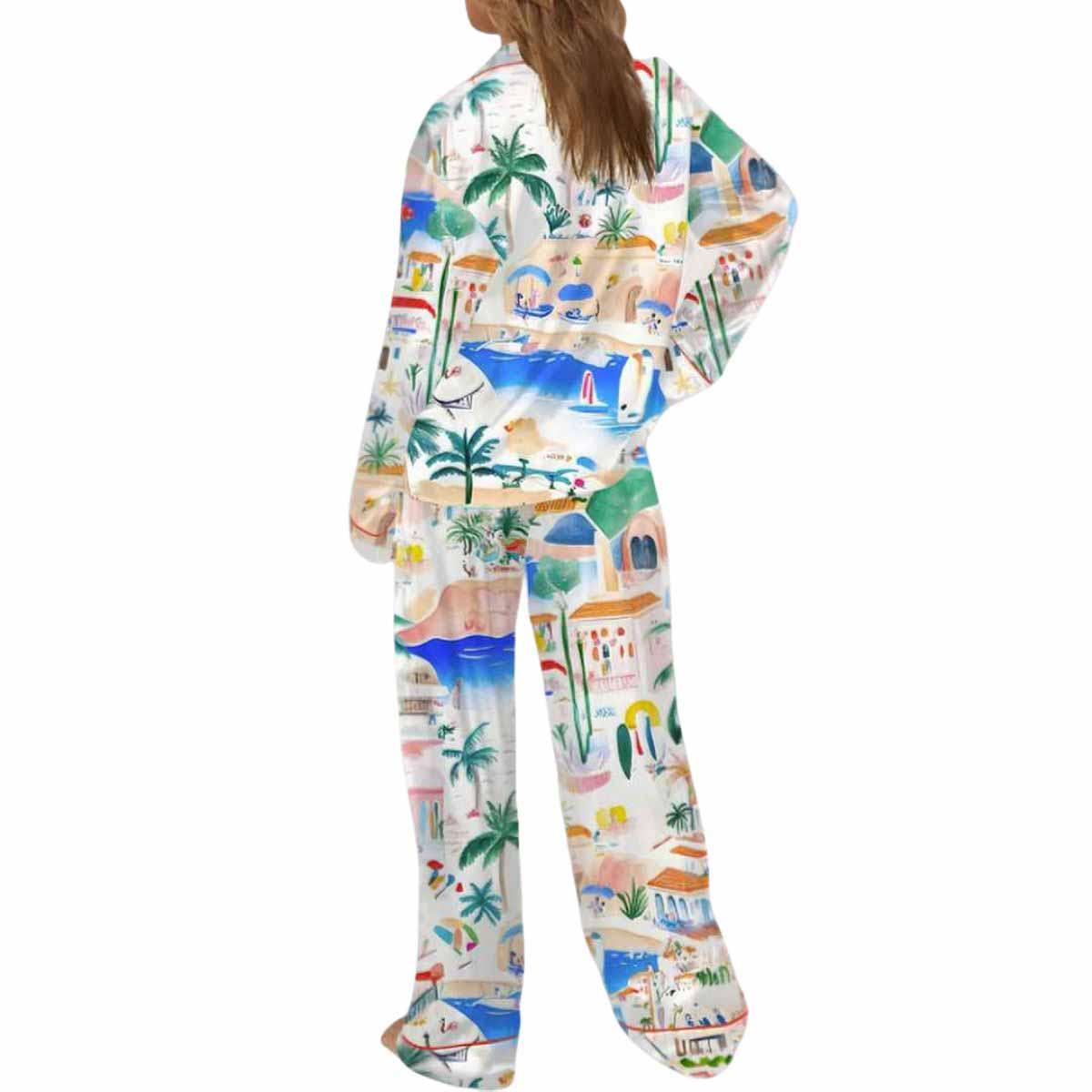 Italian Mediterranean Beach Silky Satin Pajama Set Italian Mediterranean Beach Silky Satin Pajama Set