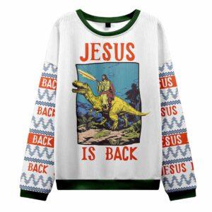 Jesus Riding Dinosaur Christian Ugly Christmas Sweater Jesus Riding Dinosaur Christian Ugly Christmas Sweater
