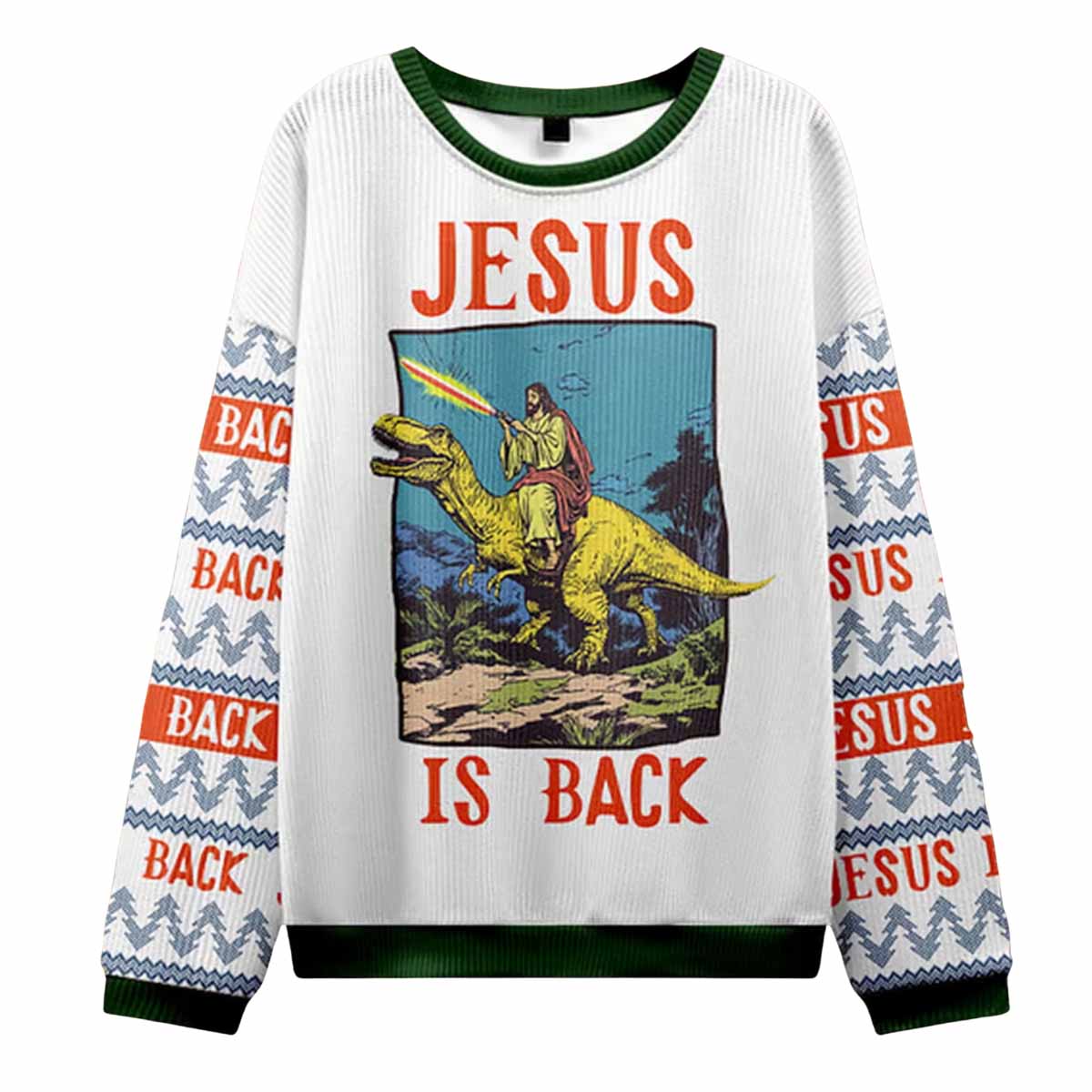 Jesus Riding Dinosaur Christian Ugly Christmas Sweater Jesus Riding Dinosaur Christian Ugly Christmas Sweater