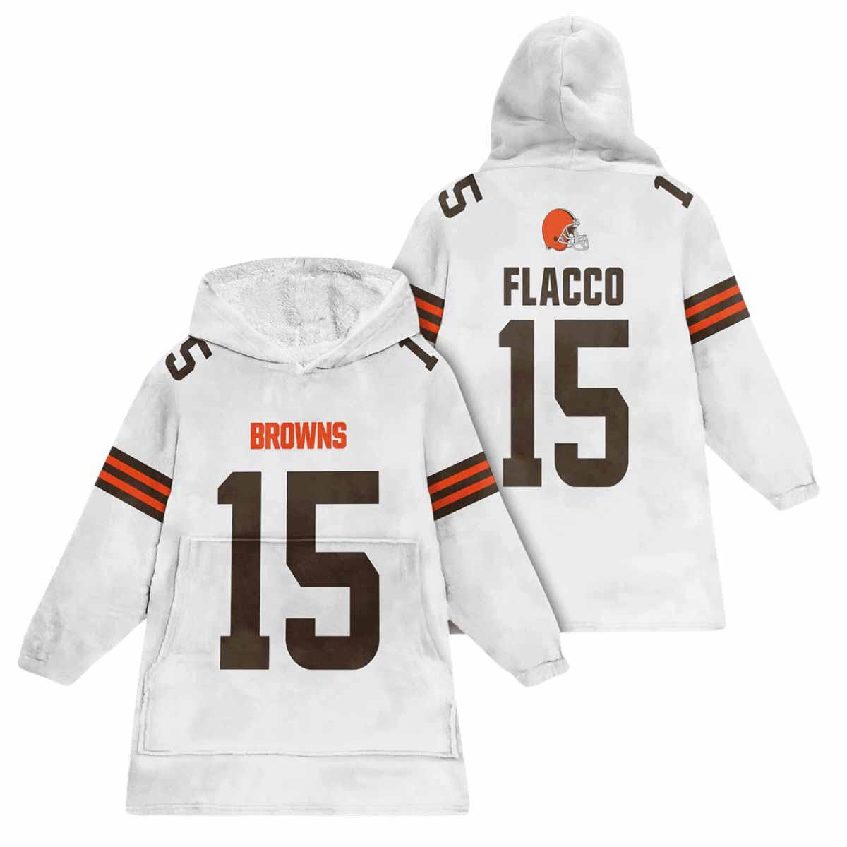 Joe Flacco 15 Browns Unisex Blanket Hoodie Joe Flacco 15 Browns Unisex Blanket Hoodie