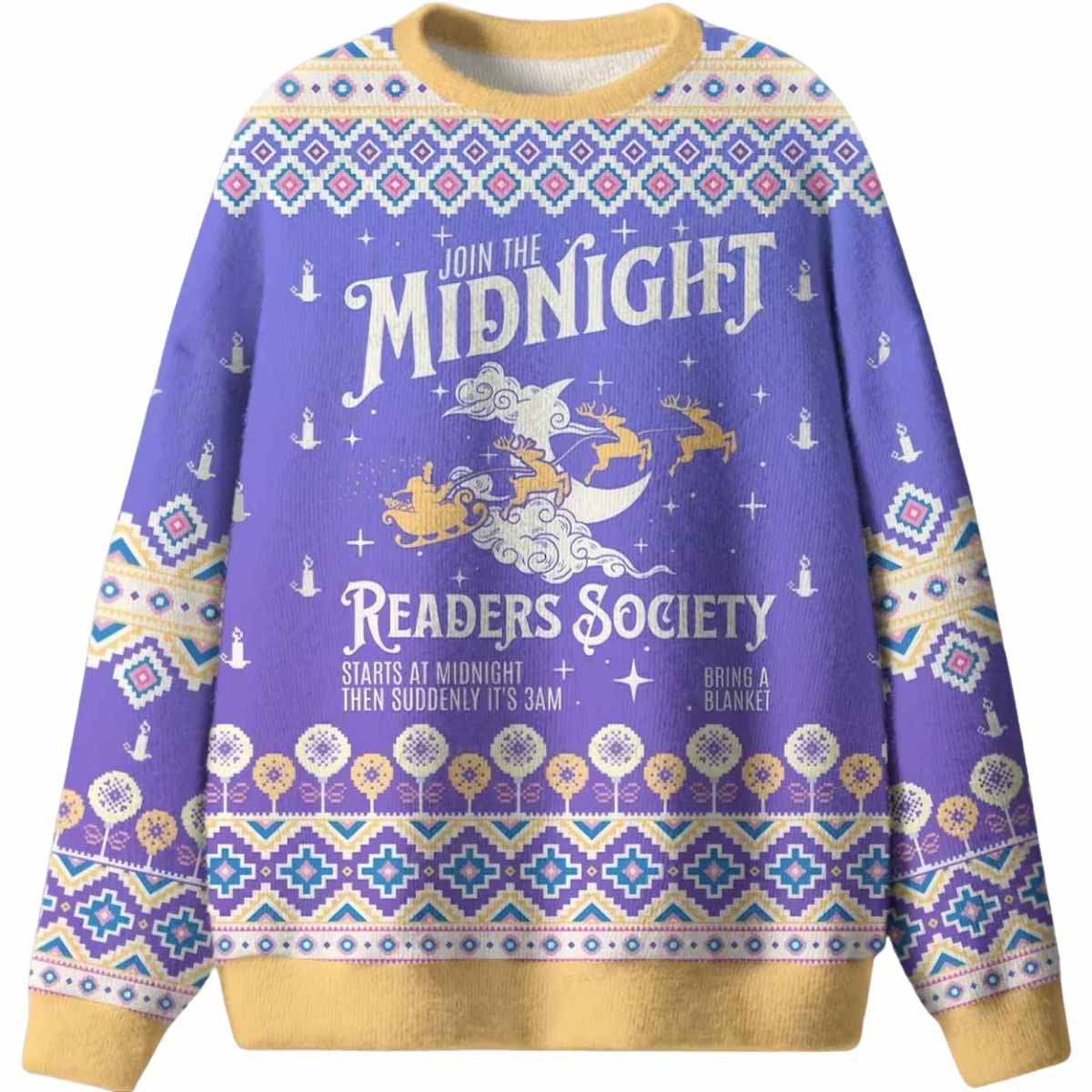Join The Midnight Readers Society Ugly Christmas Sweater Join The Midnight Readers Society Ugly Christmas Sweater