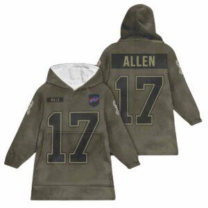 Josh Allen 17 Buffalo Football Blanket Hoodie Josh Allen 17 Buffalo Football Blanket Hoodie