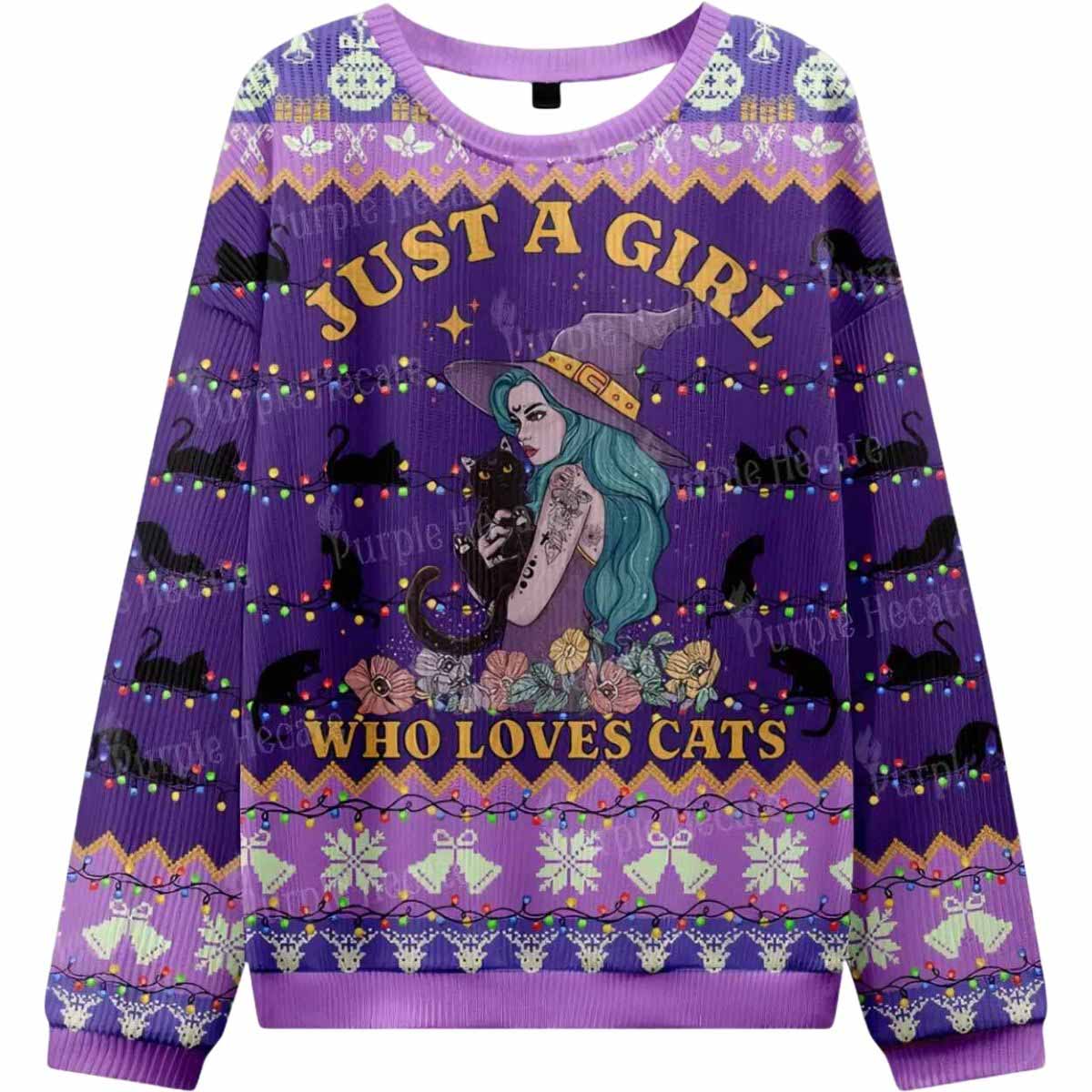 Just A Girl Who Loves Cats Ugly Christmas Sweater Just A Girl Who Loves Cats Ugly Christmas Sweater