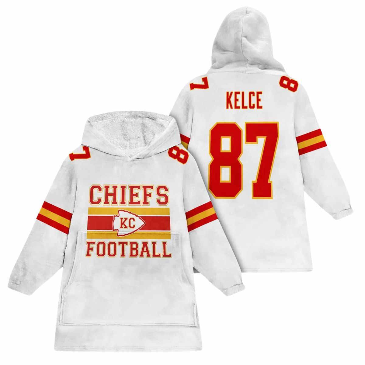 Kansas City Football Kelce 87 Unisex Blanket Hoodie Kansas City Football Kelce 87 Unisex Blanket Hoodie