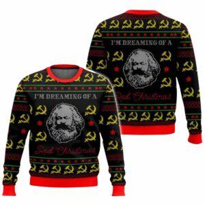 Karl Marx Im Dreaming Of A Red Christmas Ugly Christmas Sweater