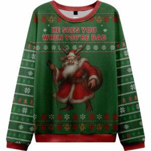 Krampus Sees you When Youre Bad Ugly Christmas Sweater Krampus Sees you When Youre Bad Ugly Christmas Sweater