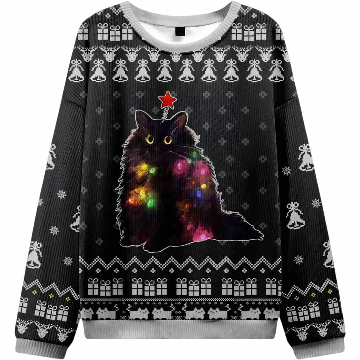 Lights Cat Ugly Christmas Sweater Lights Cat Ugly Christmas Sweater