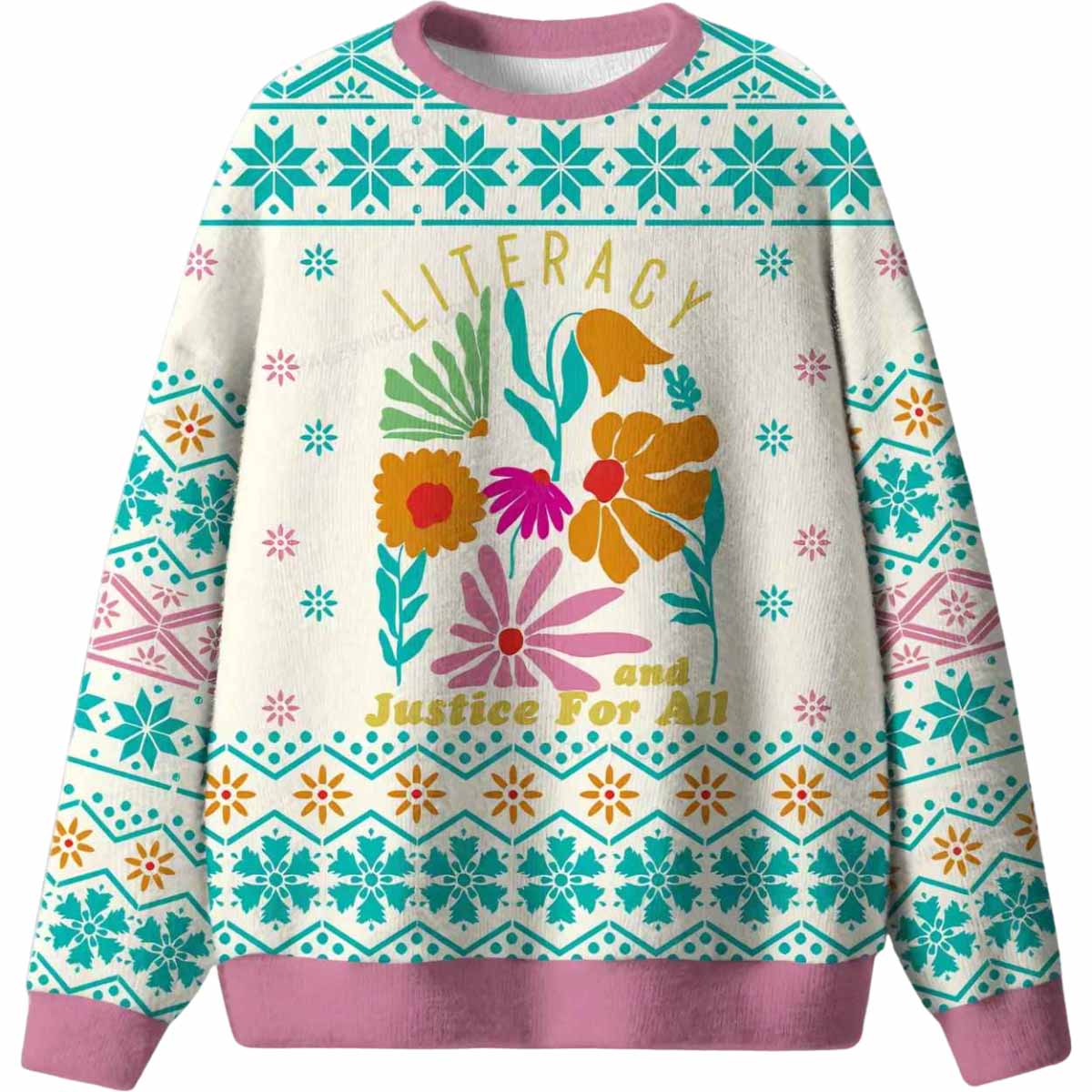 Literacy And Justice For All Ugly Christmas Sweater Literacy And Justice For All Ugly Christmas Sweater