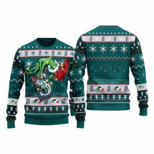 Mariners Grnch Hand Ugly Christmas Sweater Mariners Grnch Hand Ugly Christmas Sweater
