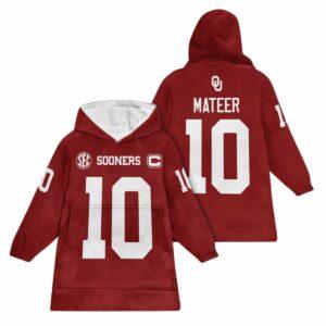 Mateer 10 Oklahoma Football Unisex Blanket Hoodie