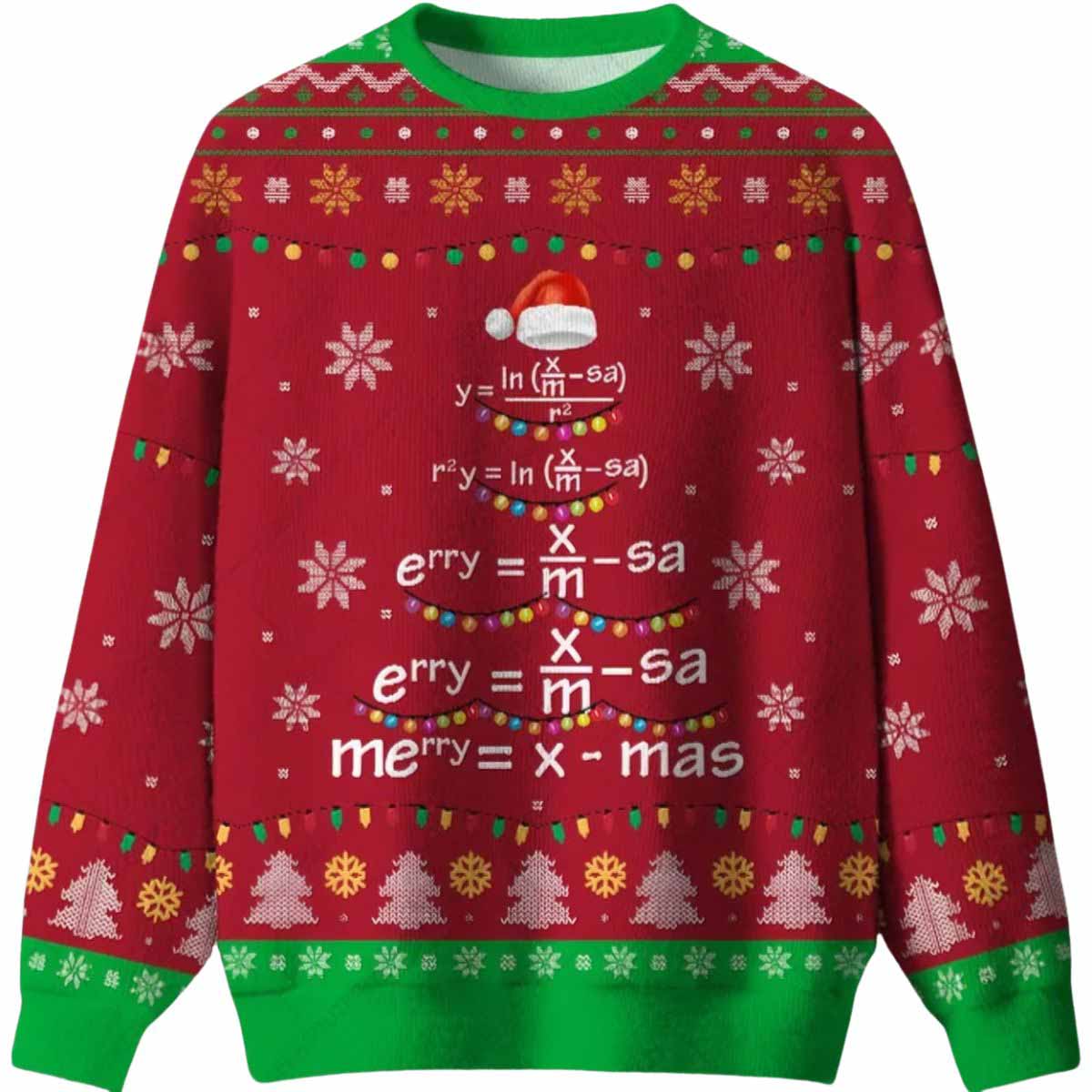 Math Merry Xmas Tree Red Ugly Christmas Sweater Math Merry Xmas Tree Red Ugly Christmas Sweater
