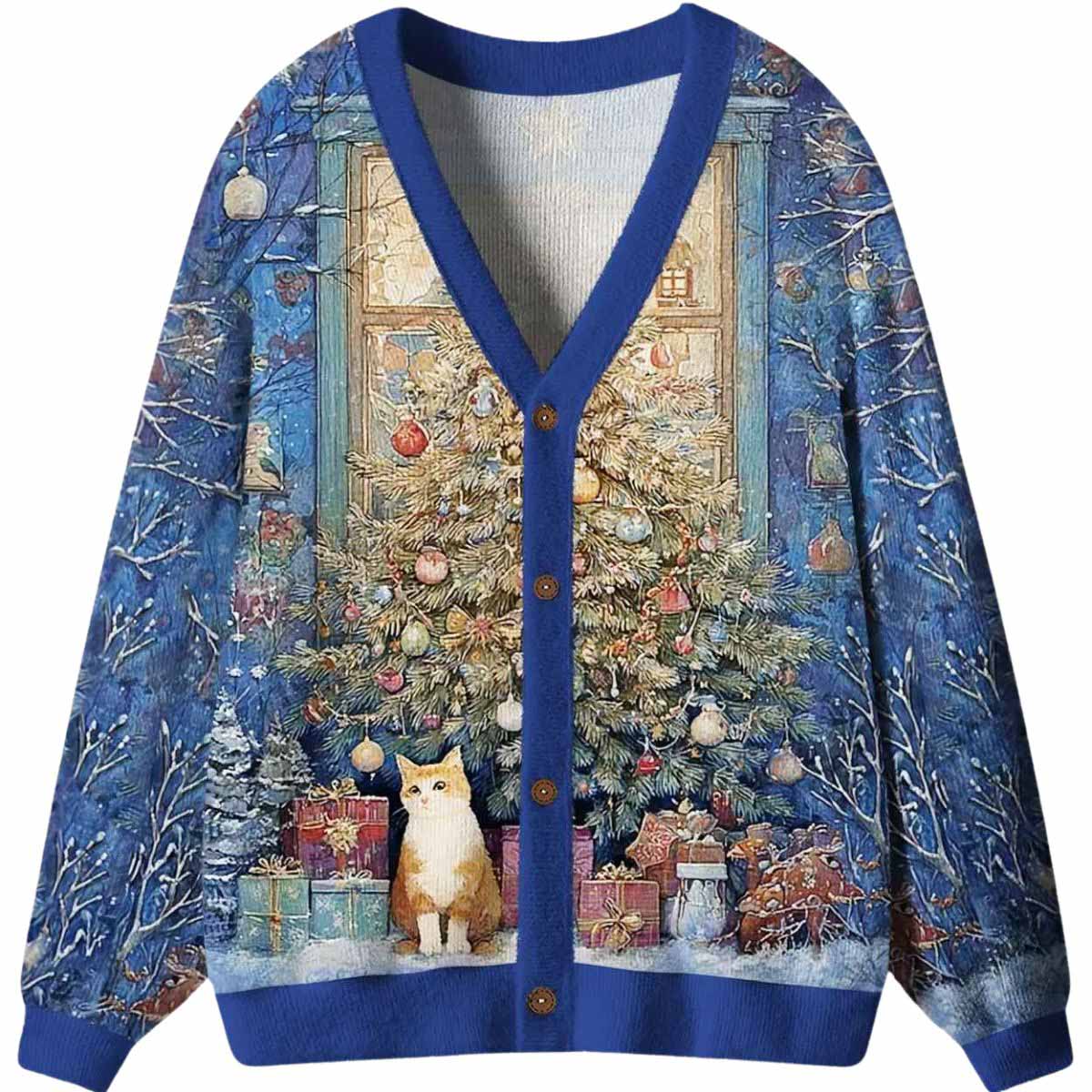 Meowy Christmas Wonderland Ugly Cardigan Sweater Meowy Christmas Wonderland Ugly Cardigan Sweater