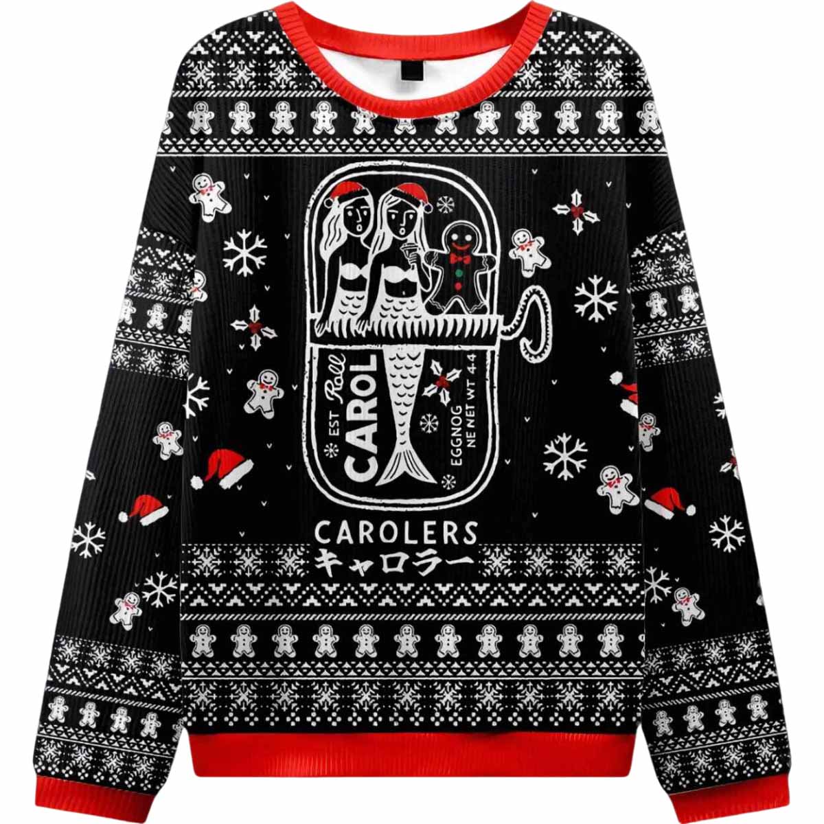 Mermaid And Gingerbread Man Ugly Christmas Sweater Mermaid And Gingerbread Man Ugly Christmas Sweater