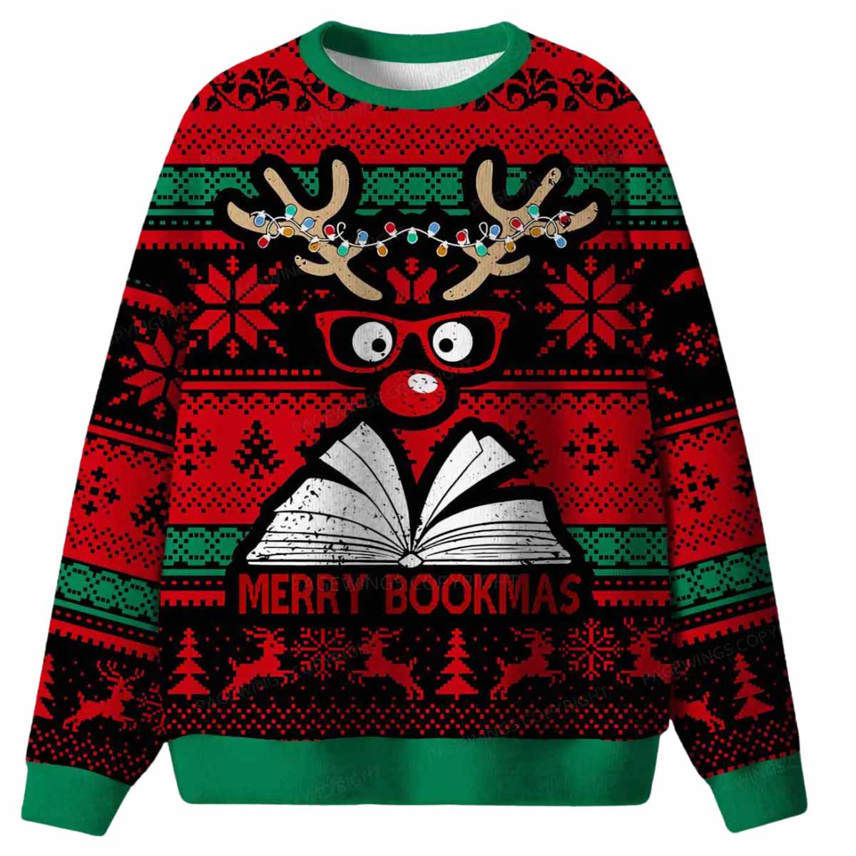 Merry Bookmas Ugly Christmas Sweater Merry Bookmas Ugly Christmas Sweater