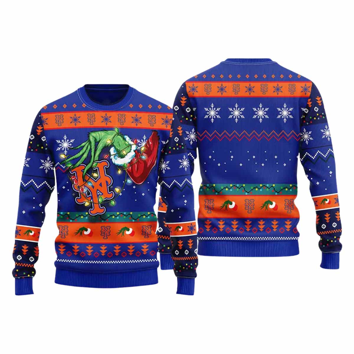 Mets Grnch Hand Ugly Christmas Sweater Mets Grnch Hand Ugly Christmas Sweater