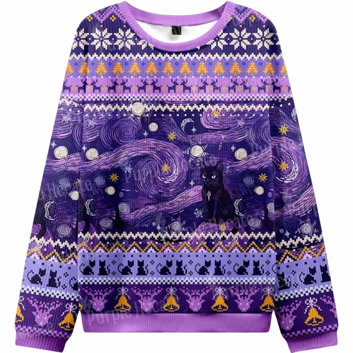 Mystic Cat Beneath the Cosmic Veil Ugly Christmas Sweater Mystic Cat Beneath the Cosmic Veil Ugly Christmas Sweater