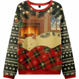Napping Cat Ugly Christmas Sweater