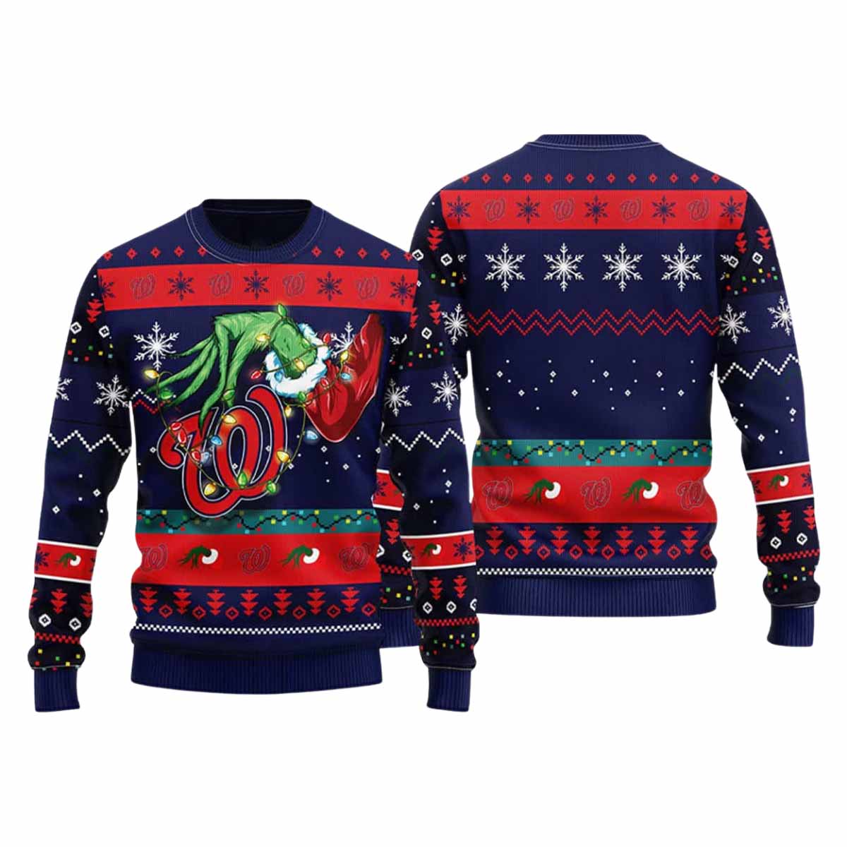 Nationals Grnch Hand Ugly Christmas Sweater Nationals Grnch Hand Ugly Christmas Sweater