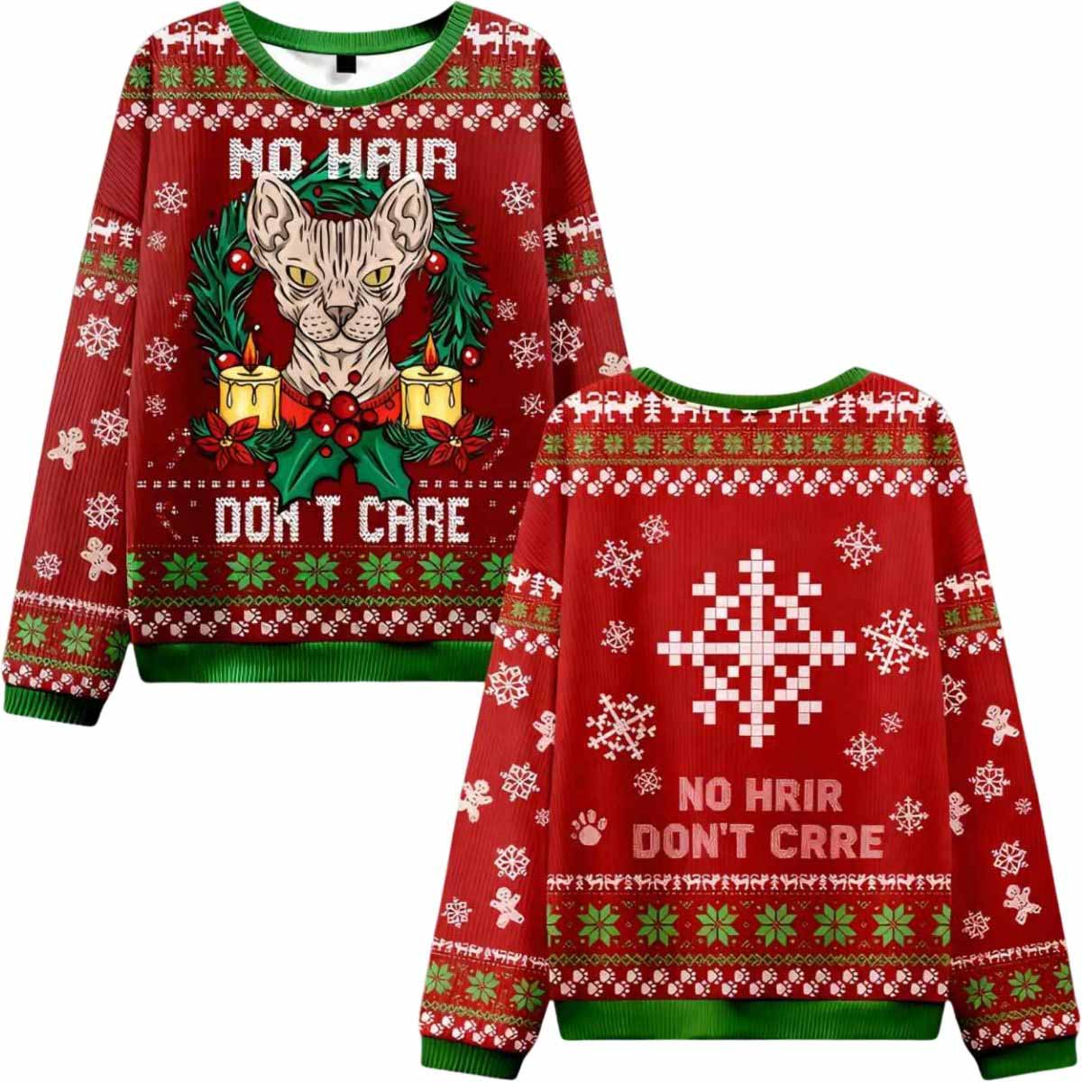 No Hair Don’t Care Ugly Sweater No Hair Dont Care Ugly Sweater