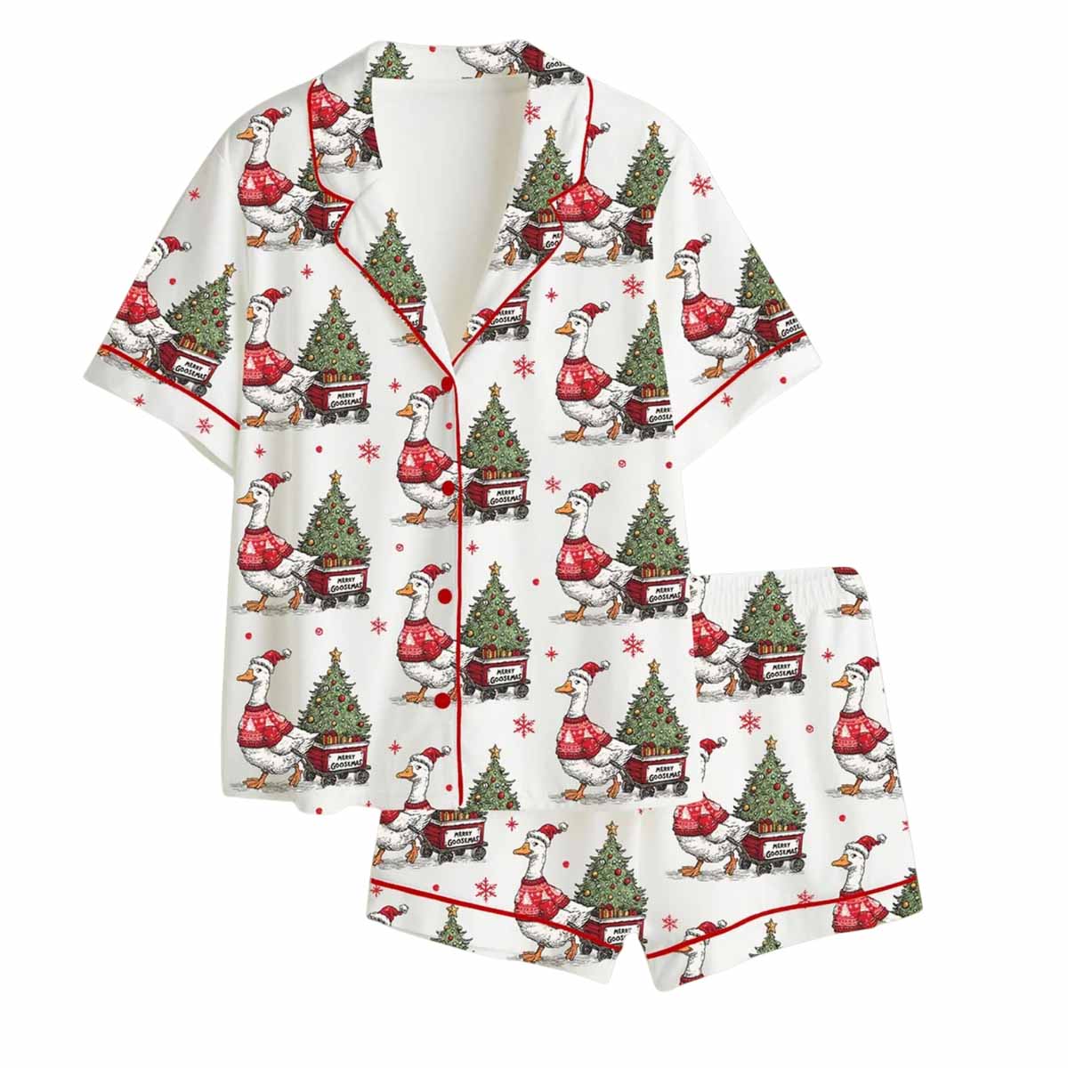Oops I Got Another Tree Funny Christmas Goose Satin Pajama Set Oops I Got Another Tree Funny Christmas Goose Satin Pajama Set