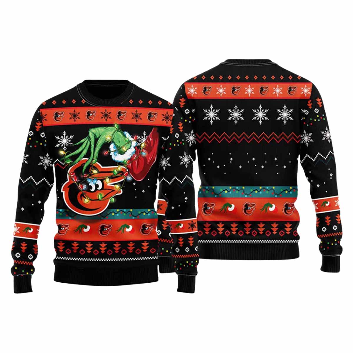 Orioles Grnch Hand Ugly Christmas Sweater Orioles Grnch Hand Ugly Christmas Sweater