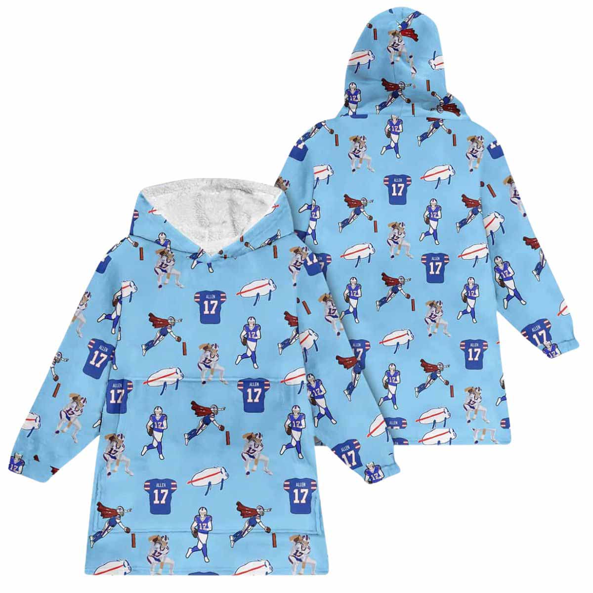 Pattern J.A 17 Buffalo Football Unisex Blanket Hoodie Pattern J.A 17 Buffalo Football Unisex Blanket Hoodie