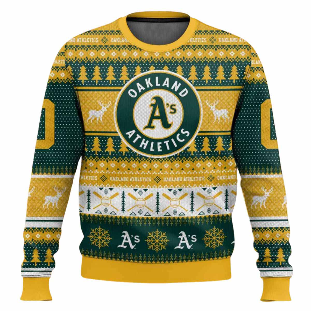 Personalized Athletics Baseball 2025 Ugly Christmas Sweater Personalized Athletics Baseball 2025 Ugly Christmas Sweater