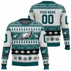 Personalized Eagles Football 2025 Ugly Christmas Sweater