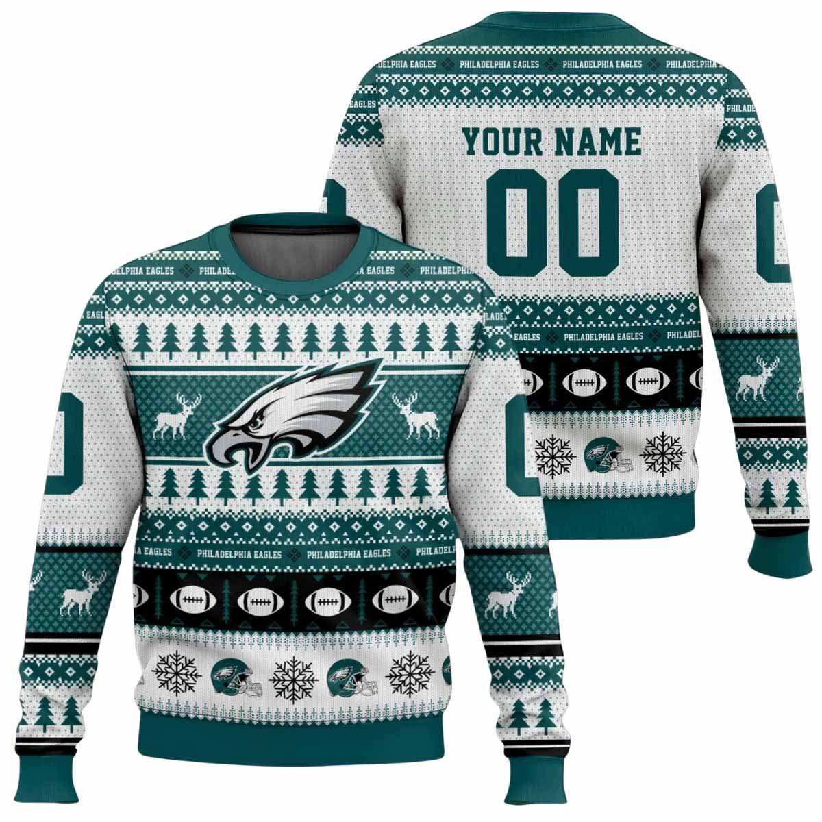Personalized Eagles Football 2025 Ugly Christmas Sweater Personalized Eagles Football 2025 Ugly Christmas Sweater