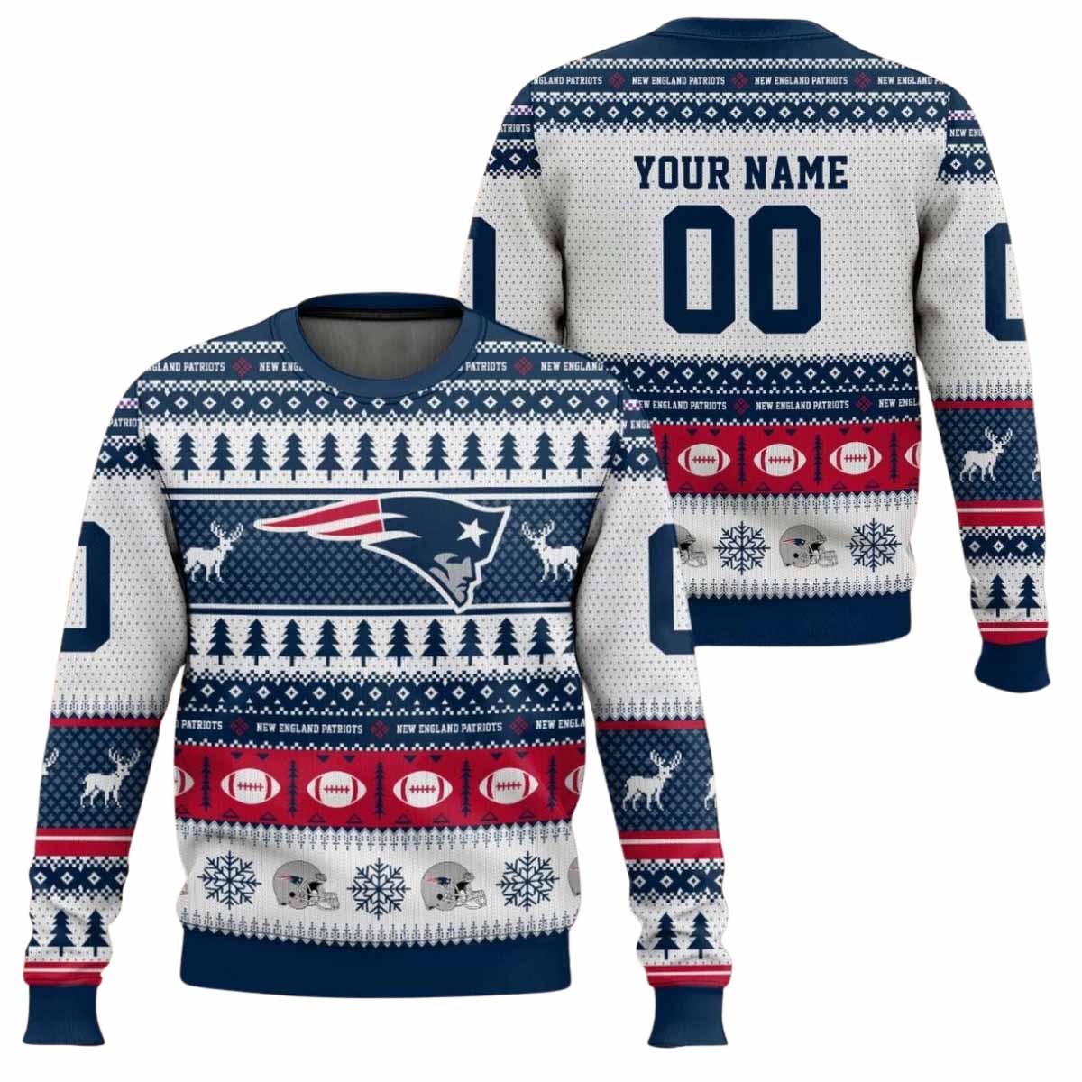 Personalized Patriots Football 2025 Ugly Christmas Sweater Personalized Patriots Football 2025 Ugly Christmas Sweater
