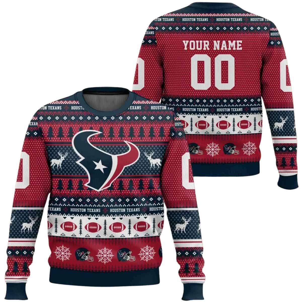 Personalized Texans Football 2025 Ugly Christmas Sweater Personalized Texans Football 2025 Ugly Christmas Sweater