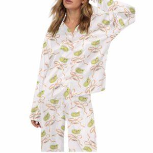 Pink Bow Martini Silky Satin Pajama Set