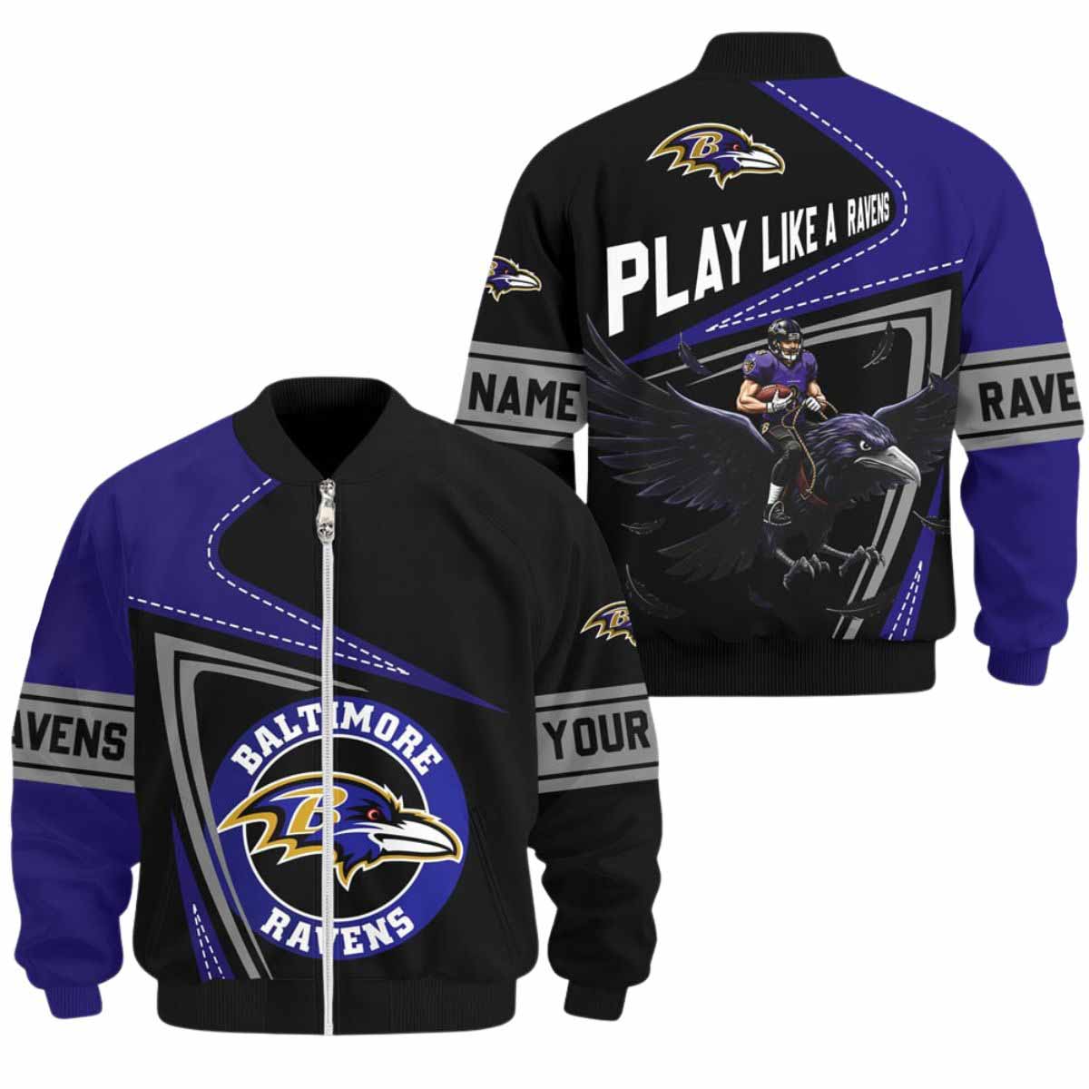 Play Like A Ravens 2025 Bomber Jacket Play Like A Ravens 2025 Bomber Jacket
