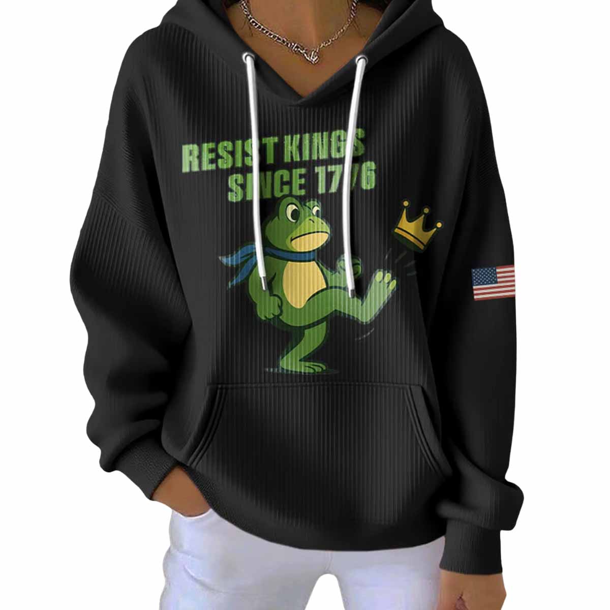 Portland Frog Resist Kings Since 1776 Waffle Hoodie Portland Frog Resist Kings Since 1776 Waffle Hoodie