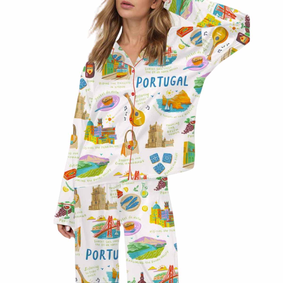 Portugal Vacation Silky Satin Pajama Set Portugal Vacation Silky Satin Pajama Set
