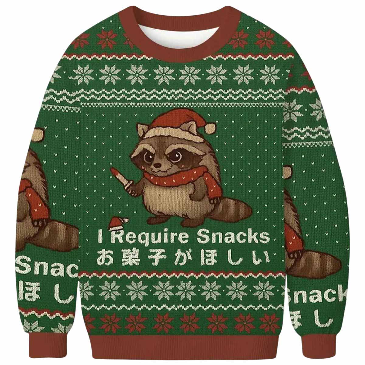 Raccoon Need Snacks Funny Ugly Christmas Sweater Raccoon Need Snacks Funny Ugly Christmas Sweater