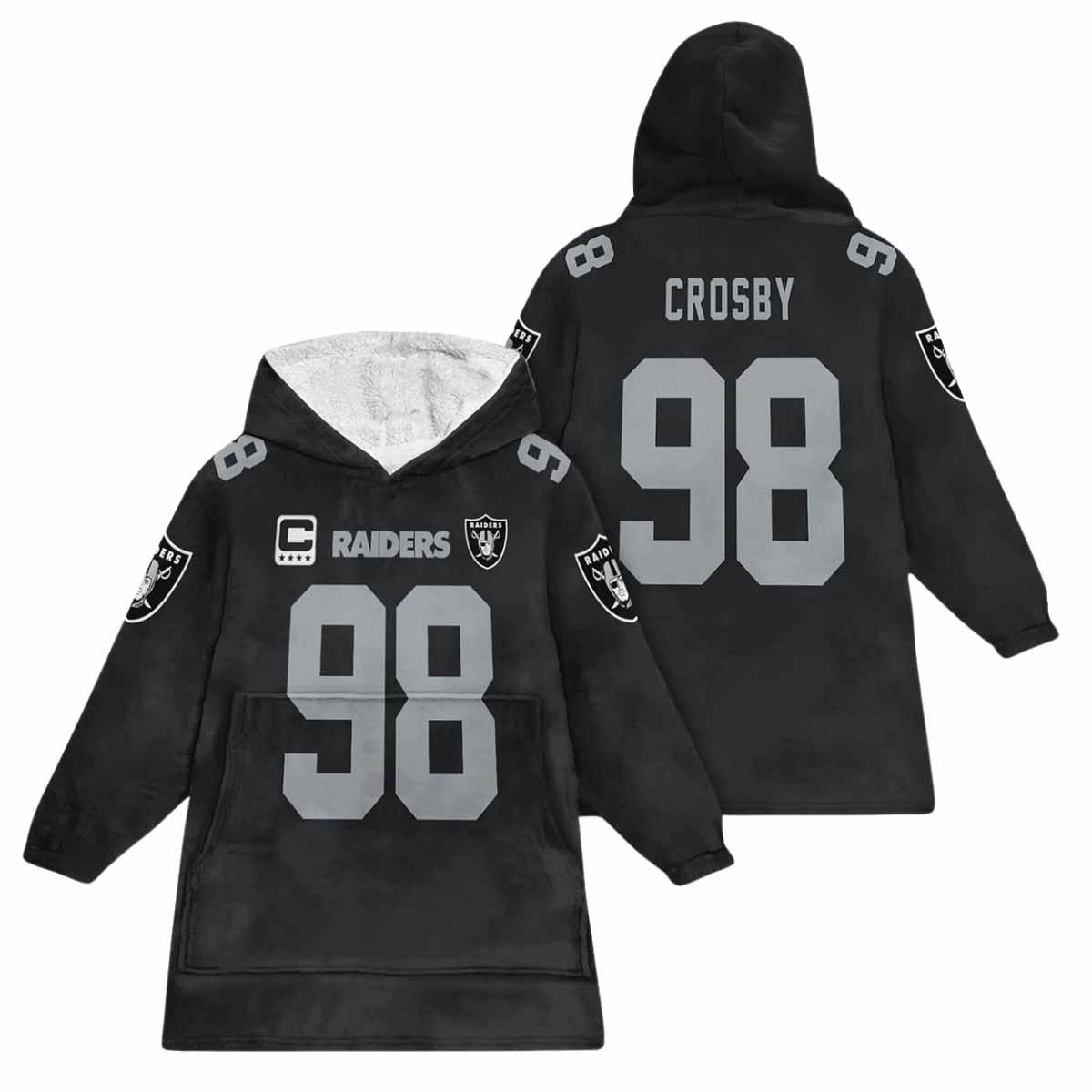 Raiders Maxx Crosby 98 Captain Blanket Hoodie Raiders Maxx Crosby 98 Captain Blanket Hoodie