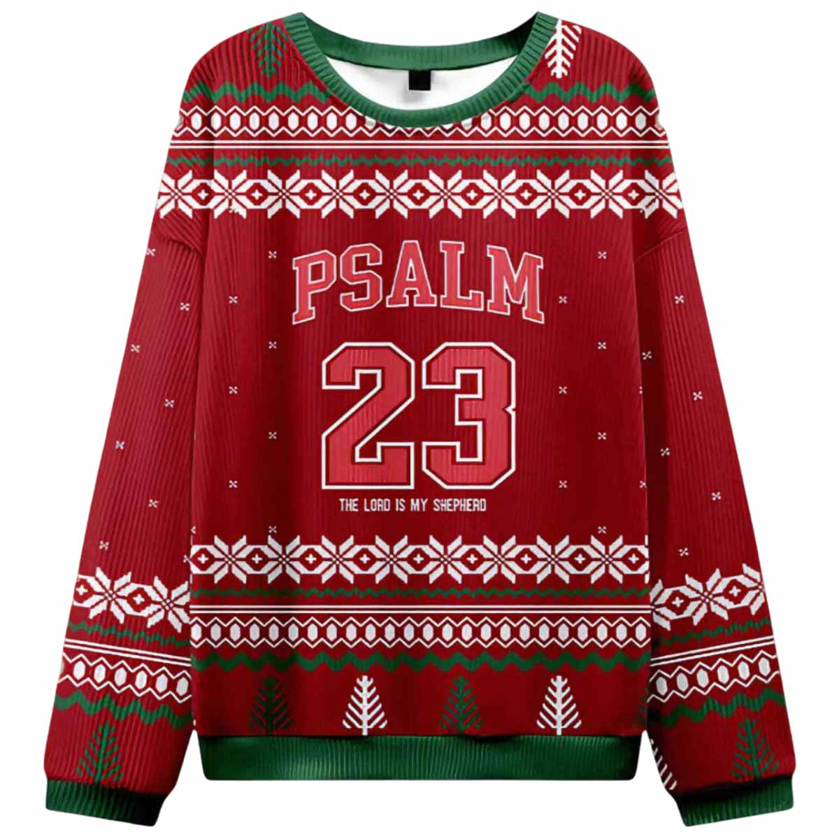 Red Psalm 23 Christian Ugly Christmas Sweater Red Psalm 23 Christian Ugly Christmas Sweater