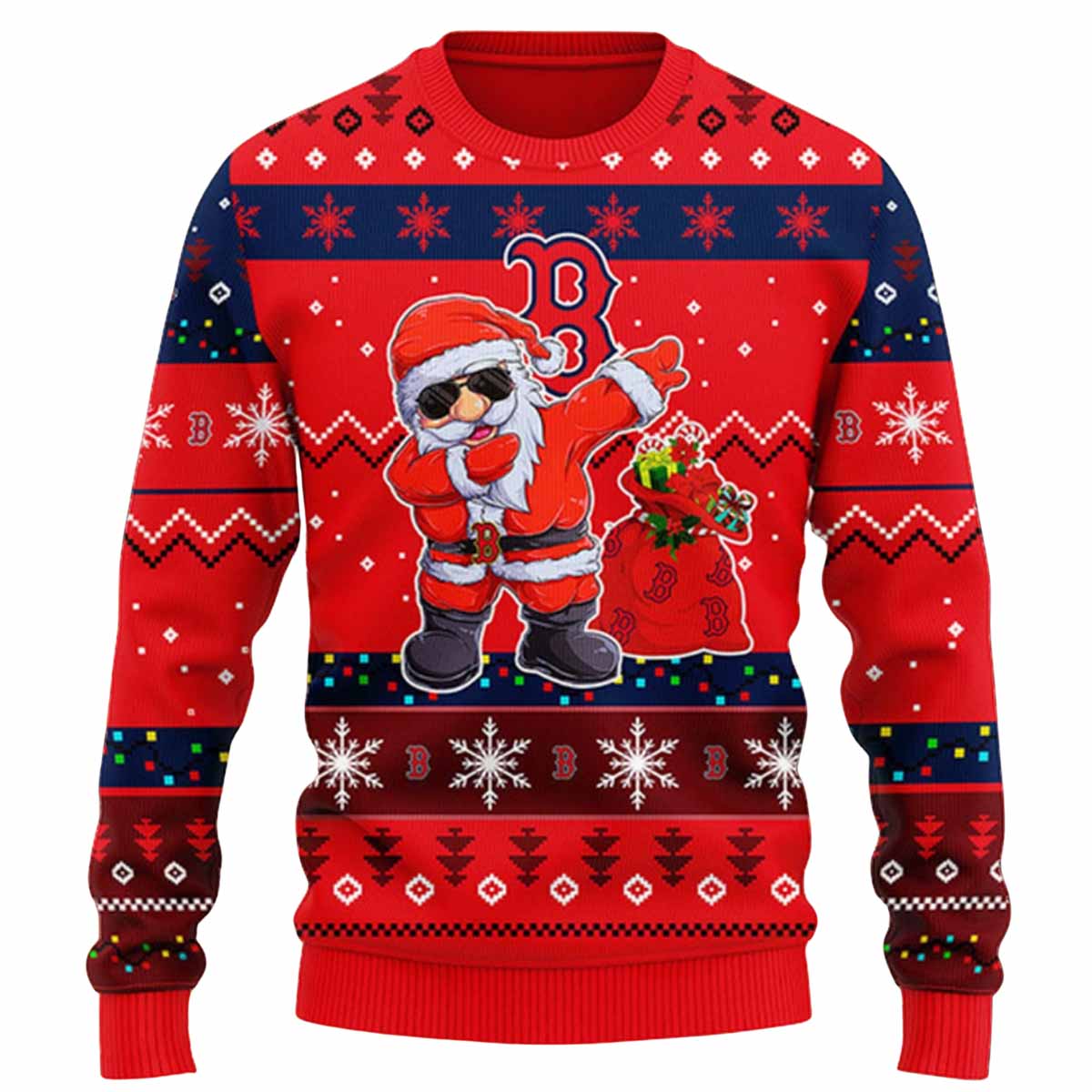Red Sox Dabbing Santa Claus Ugly Christmas Sweater Red Sox Dabbing Santa Claus Ugly Christmas Sweater