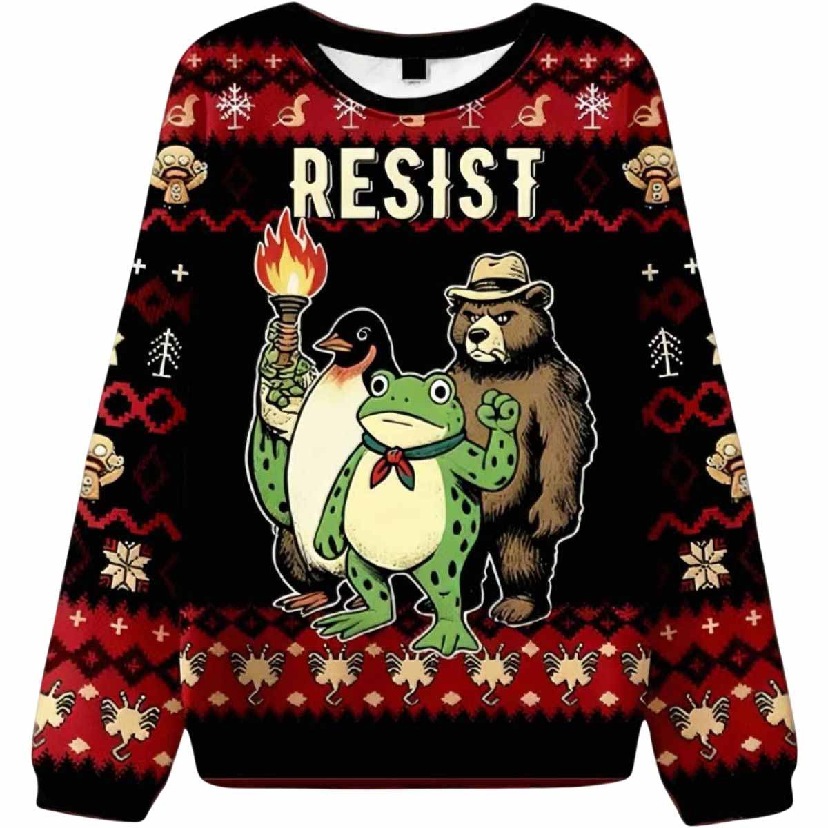 Resist Frog Ugly Christmas Sweater Resist Frog Ugly Christmas Sweater