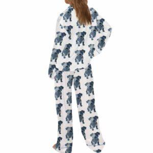 Retro Denim Patch Dog Silky Satin Pajama Set 1 Retro Denim Patch Dog Silky Satin Pajama Set