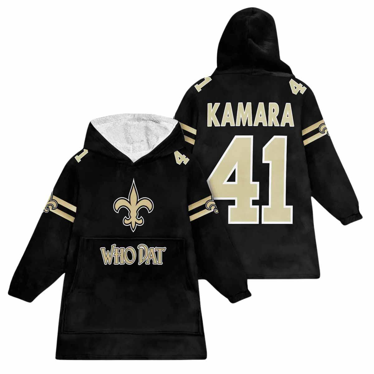 Saints Who Dat Kamara 41 Unisex Blanket Hoodie Saints Who Dat Kamara 41 Unisex Blanket Hoodie