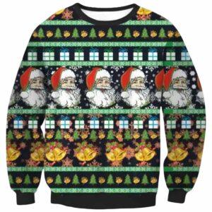 Santa And Sleigh Bells Ugly Christmas Sweater Santa And Sleigh Bells Ugly Christmas Sweater
