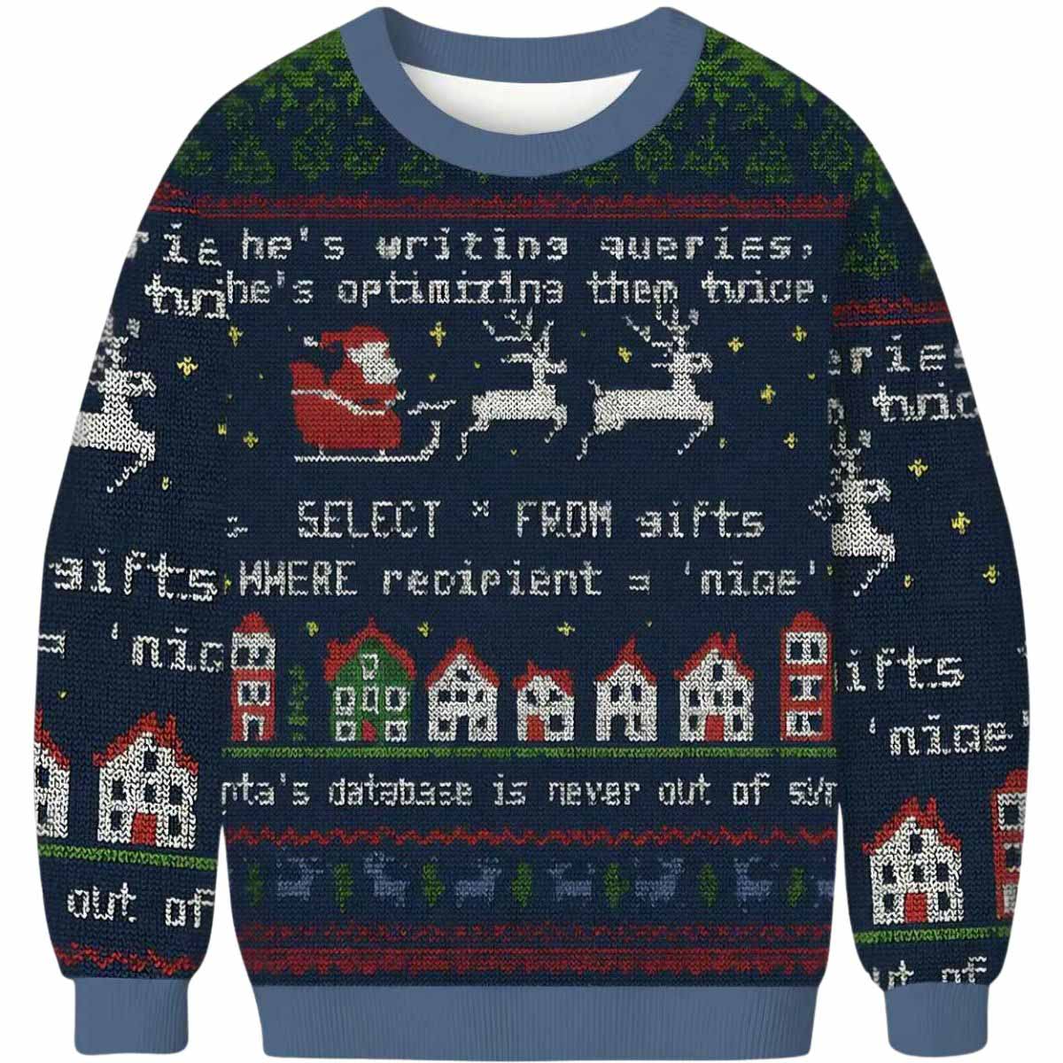 Santa’s Database Never Out of Sync Ugly Christmas Sweater Santas Database Never Out of Sync Ugly Christmas Sweater