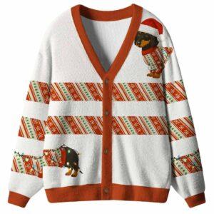 Santas Little Helper Dog Ugly Cardigan Sweater