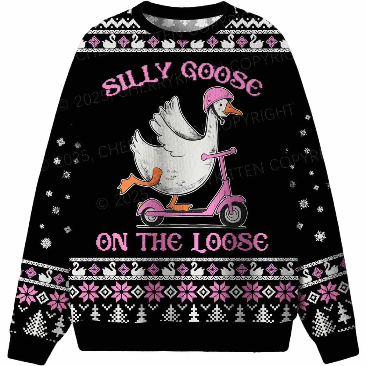 Silly Goose On the Loose Ugly Christmas Sweater Silly Goose On the Loose Ugly Christmas Sweater