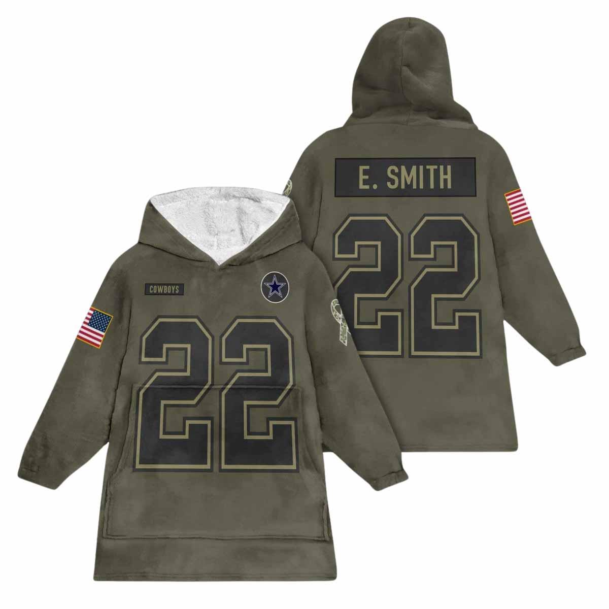 Smith 22 Cowboys Football Blanket Hoodie Smith 22 Cowboys Football Blanket Hoodie
